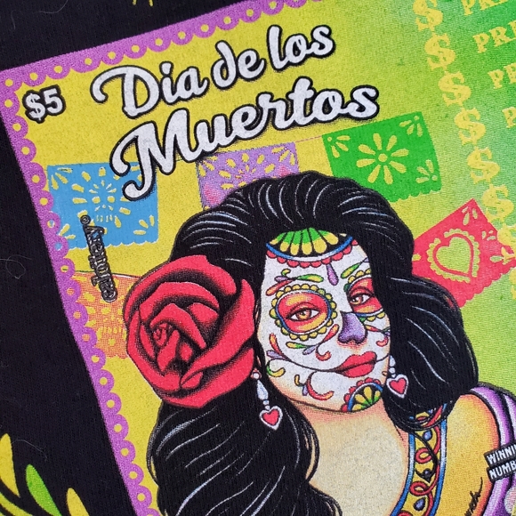 CA Lottery 'Dia De Los Muertos' black short sleeve graphic tee UNISEX NWOT  2XL - Picture 5 of 8